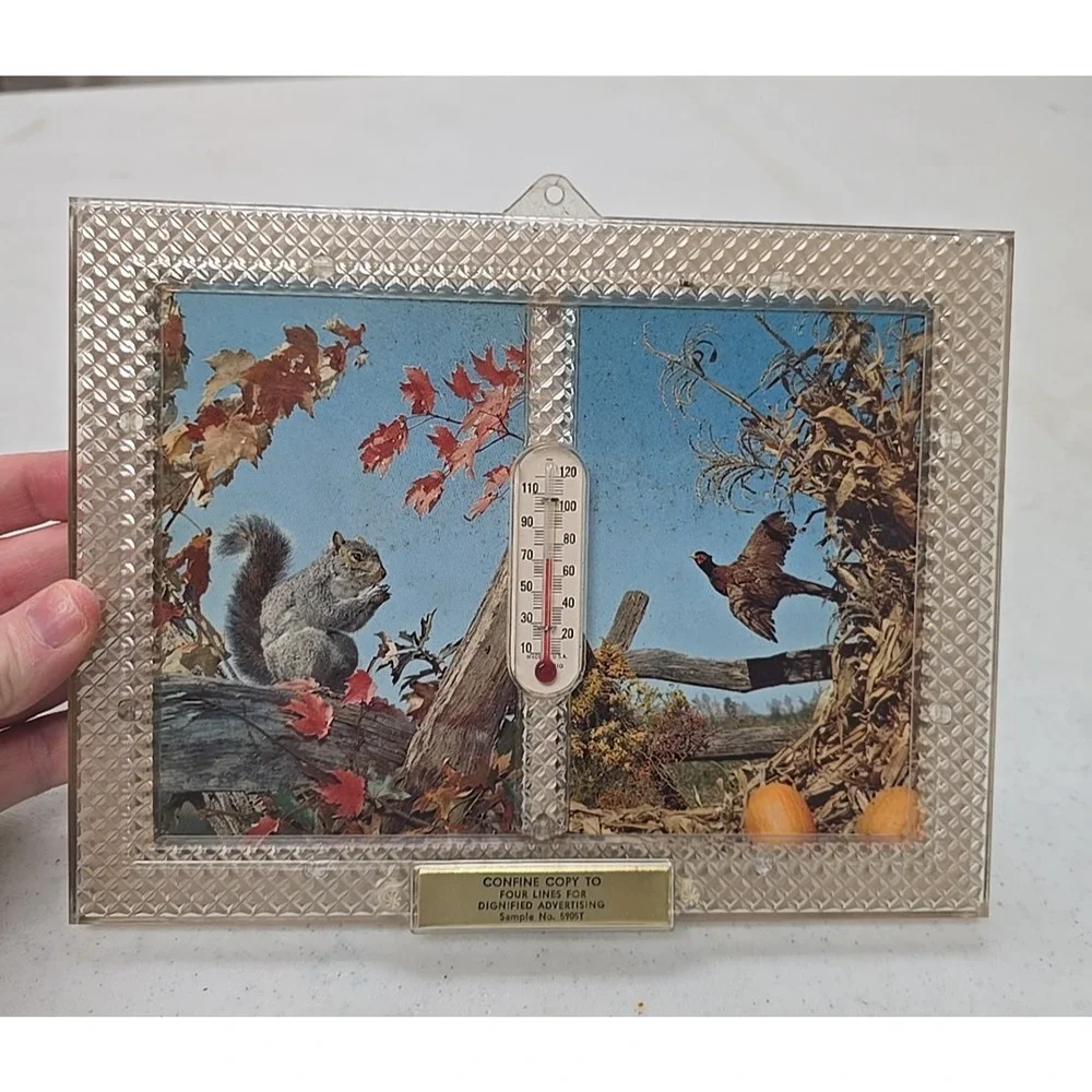 Vintage Advertising Thermometer Promotional Dual Picture Frame Decor w/ Calendar